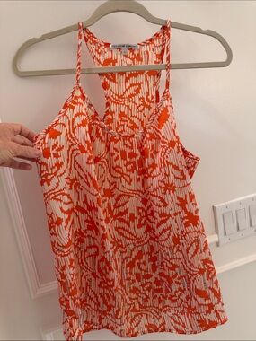 Collective Concepts Orange & White Abstract Print Racerback Tank